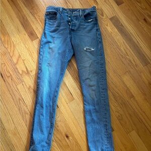 Levi's Blue Skinny Jeans with Distressed Details